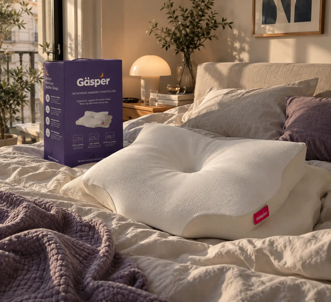 Gäsper pillow and packaging