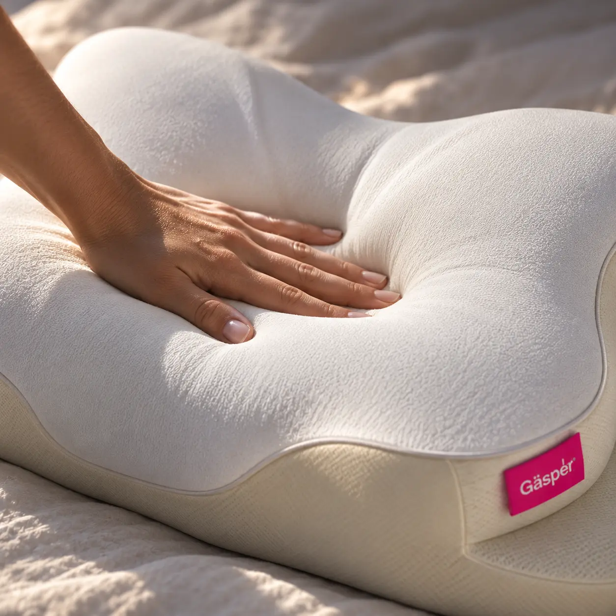 Hand pressing into responsive Gäsper memory foam